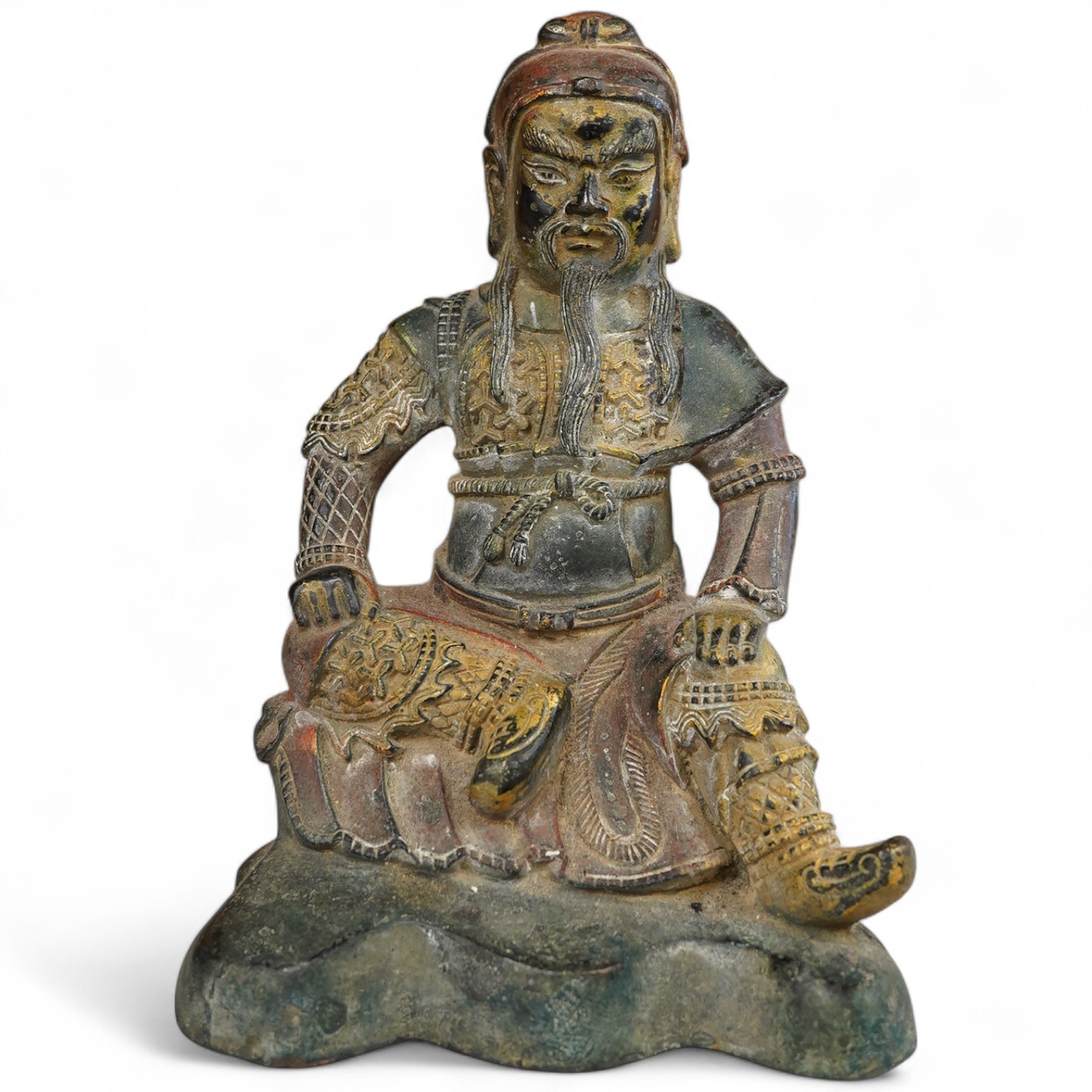 A gilt bronze figure of a Japanese warrior 22cm high.
